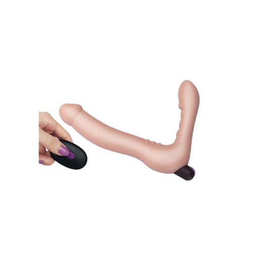 Joy Strapless arnés tacto piel con vibracion y mando