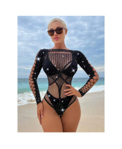 Body de encaje negro con mangas trenzadas S/M/L