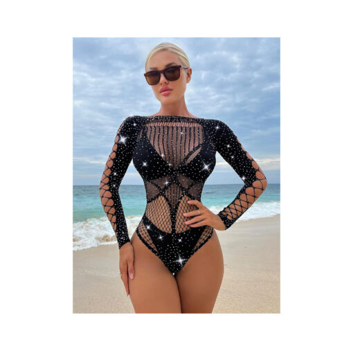 Body de encaje negro con mangas trenzadas S/M/L