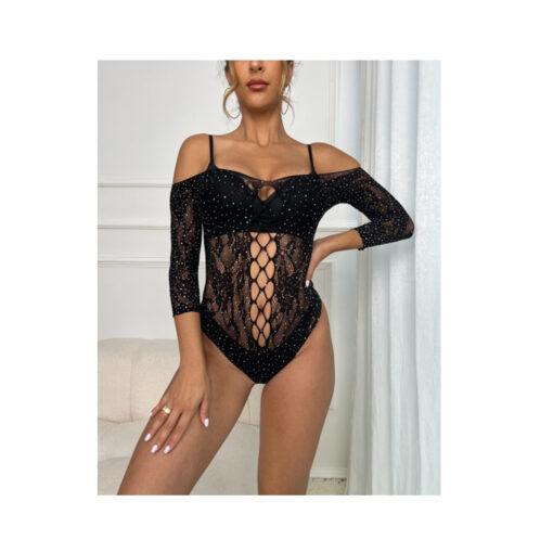 Body de encaje negro con mangas S/M/L - Imagen 2