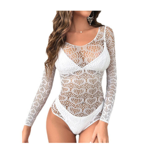 Body de encaje blanco con mangas S/M/L - Imagen 2