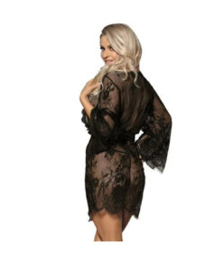 Alternative view of Paris Hollywood bata negra de encaje S/M