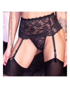 Alternative view of Chilirose CR-4272 liguero negro con medias M