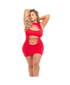 Pink Lipstick vestido calado rojo 3XL-4XL