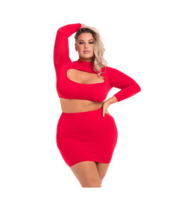 Pink Lipstick conjunto rojo dos piezas 3XL-4XL