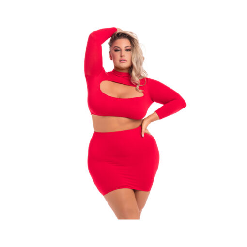 Pink Lipstick conjunto rojo dos piezas 3XL-4XL